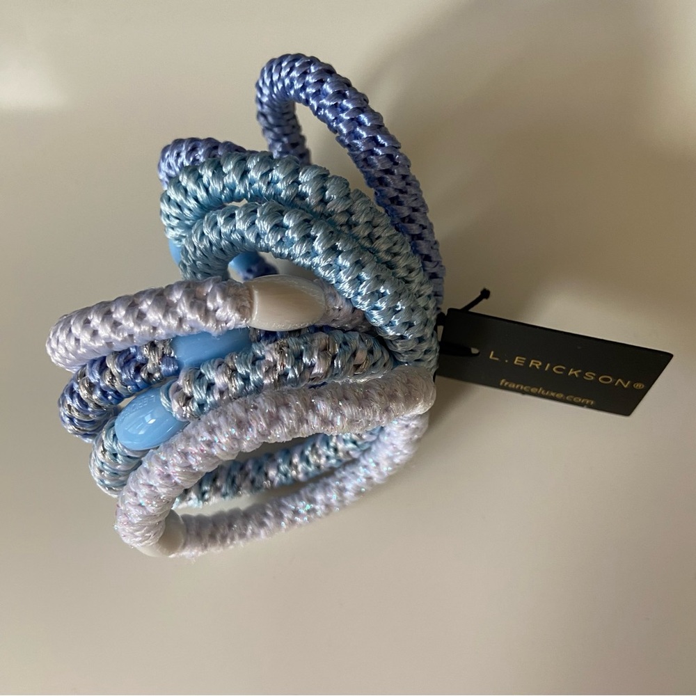 L. Erickson Grab & Go Pony - 8 Pack Ponytail Holder Hair Ties  Blue
